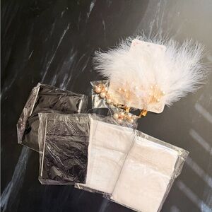 Feather & Pearl Hair Clip Set in Ivory